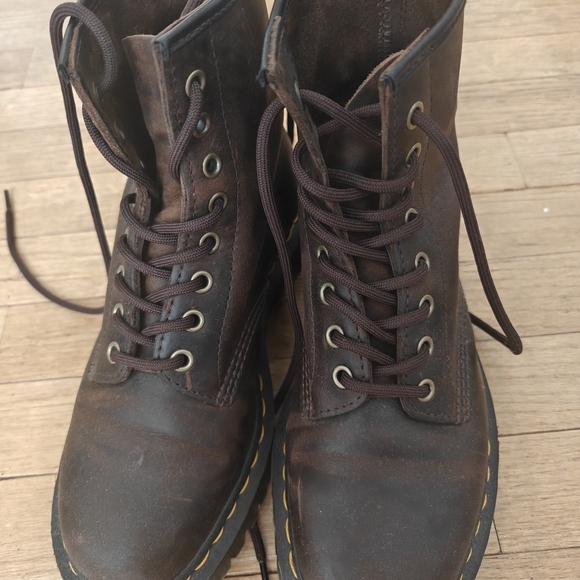Dr. Martens Crazy Horse Brown Leather Lace Up Boots, Women's Size 8 - Picture 3 of 6